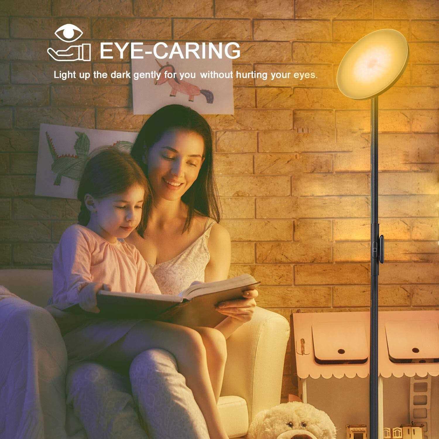 Joofo Floor Lamp,30W/2400LM Sky LED Modern Torchiere 3 Color Temperatures Super Bright-Tall Standing Pole Light with Remote & Touch Control - Image 3