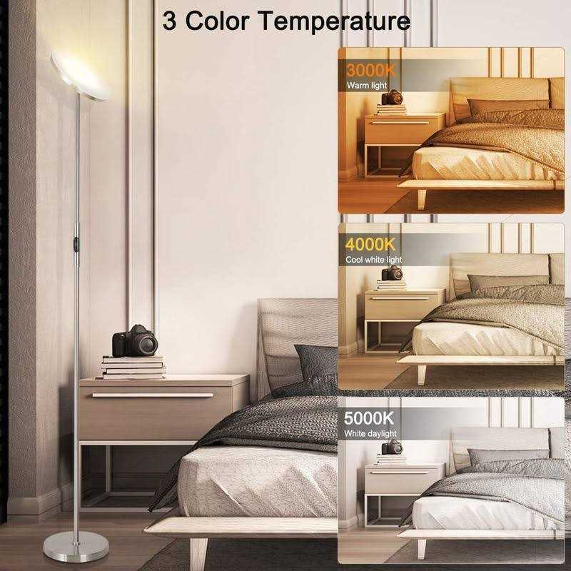 Joofo Floor Lamp,30W/2400LM Sky LED Modern Torchiere 3 Color Temperatures Super Bright-Tall Standing Pole Light with Remote & Touch Control - Image 3