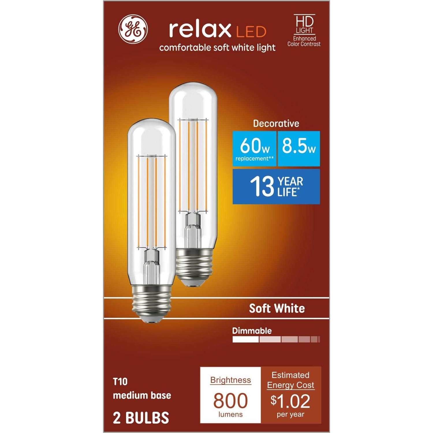 GE 8.5W 2pk Medium Decorative Relax Light Bulbs Clear 93130809 - Image 4