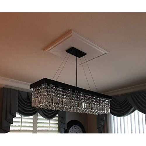 Moooni Modern Rectangular Raindrop Crystal Chandelier Lighting Rectangle Pendant Light Fixture for Dining Rooms Island Black L39.5 x W10 x H10 - Image 4