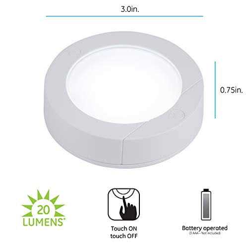 GE Wireless LED Puck Lights Battery Operated 20 Lumens Touch Light - Image 4