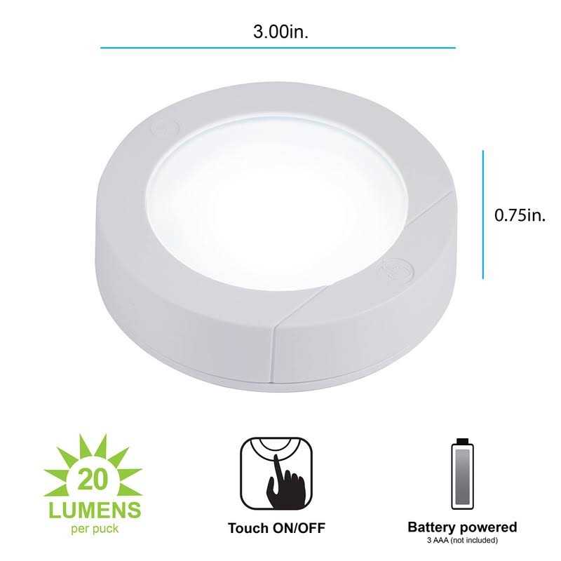GE Wireless LED Puck Lights Battery Operated 20 Lumens Touch Light - Image 3