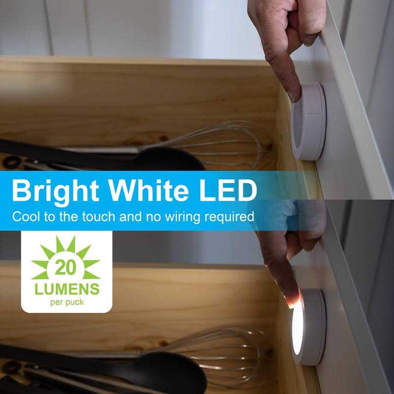 GE Wireless LED Puck Lights Battery Operated 20 Lumens Touch Light - Image 5