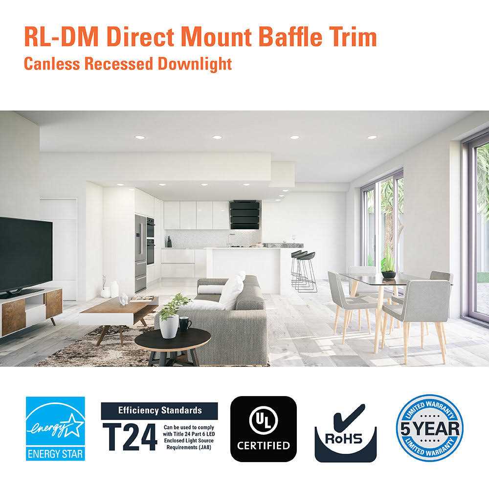 Halo RL 6 in. Selectable CCT Direct Mount Canless Recessed LED Downlight - Image 5