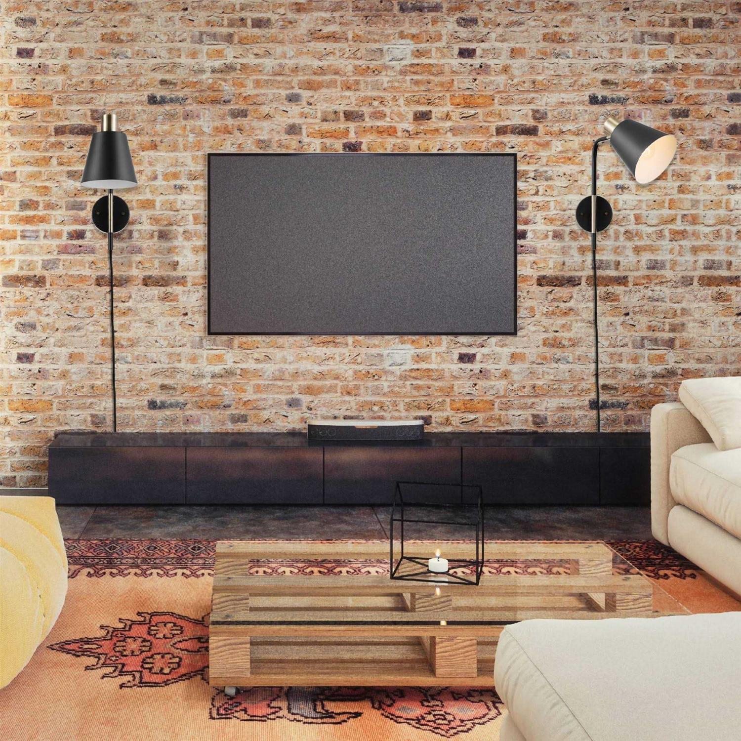Novogratz x Globe Electric Cleo 1-Light Matte Plug-In or Hardwire Wall Sconce Brass Accents - Image 5