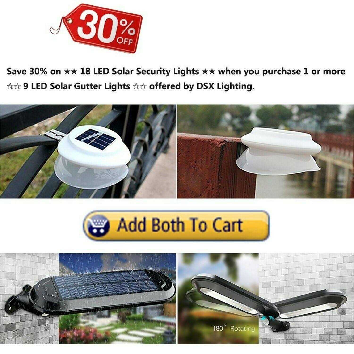 Roshwey Gutter Lights 6 Pack Solar Patio Decor Lights with 9 Led Waterproof Fence Lights for Eaves Garden Landscape Pathway - Image 3