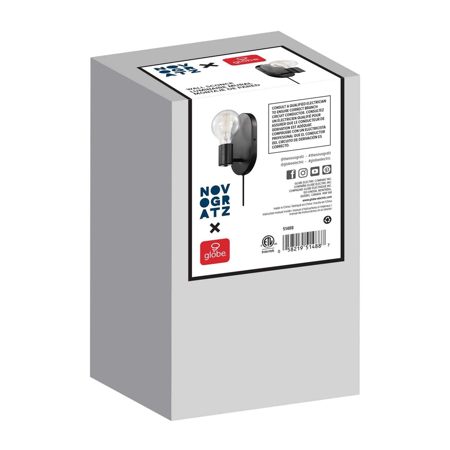 Globe Electric 51488 1-Light Plug-In or Hardwire Wall Sconce Matte Black - Image 5