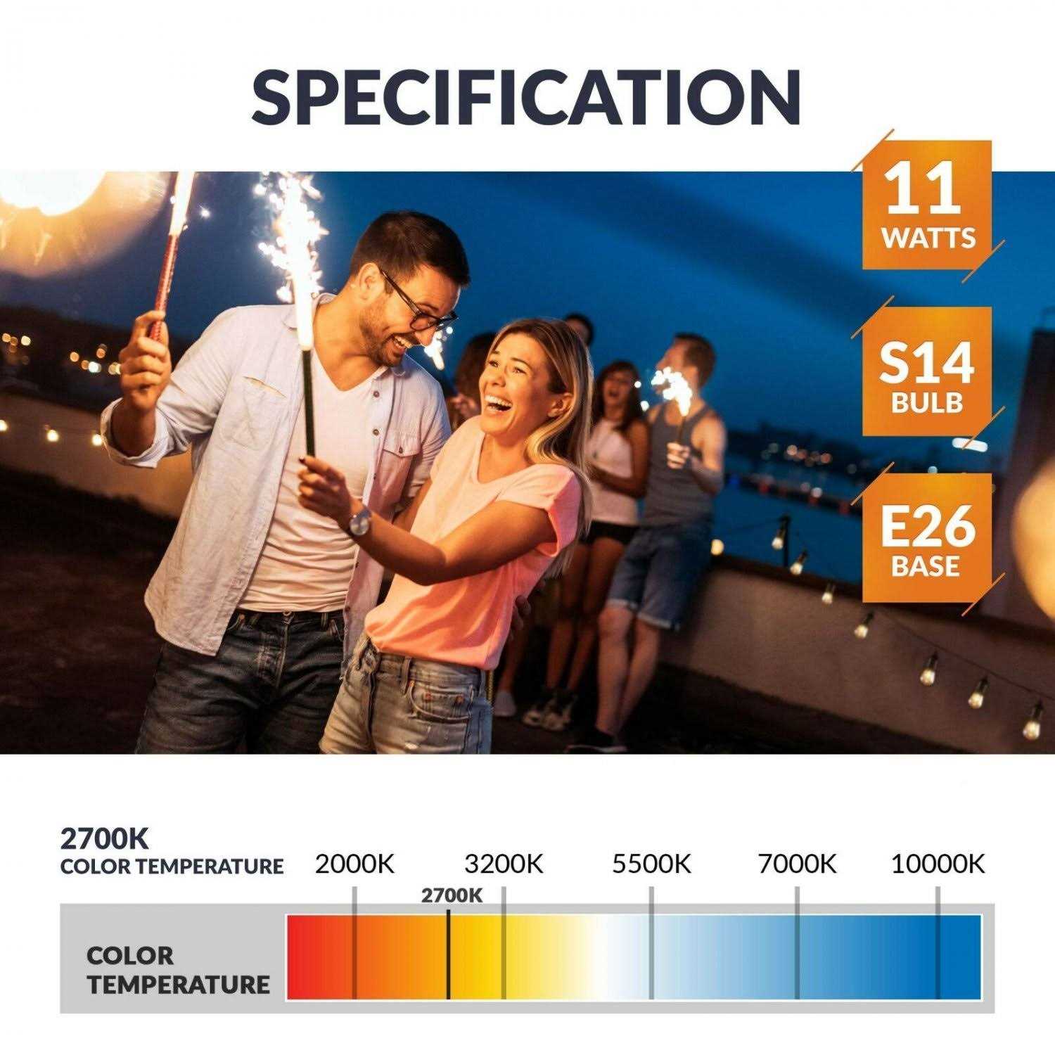 Newhouse Lighting S14INC18 Outdoor Weatherproof S14 Replacement String Light Bulbs - Image 3