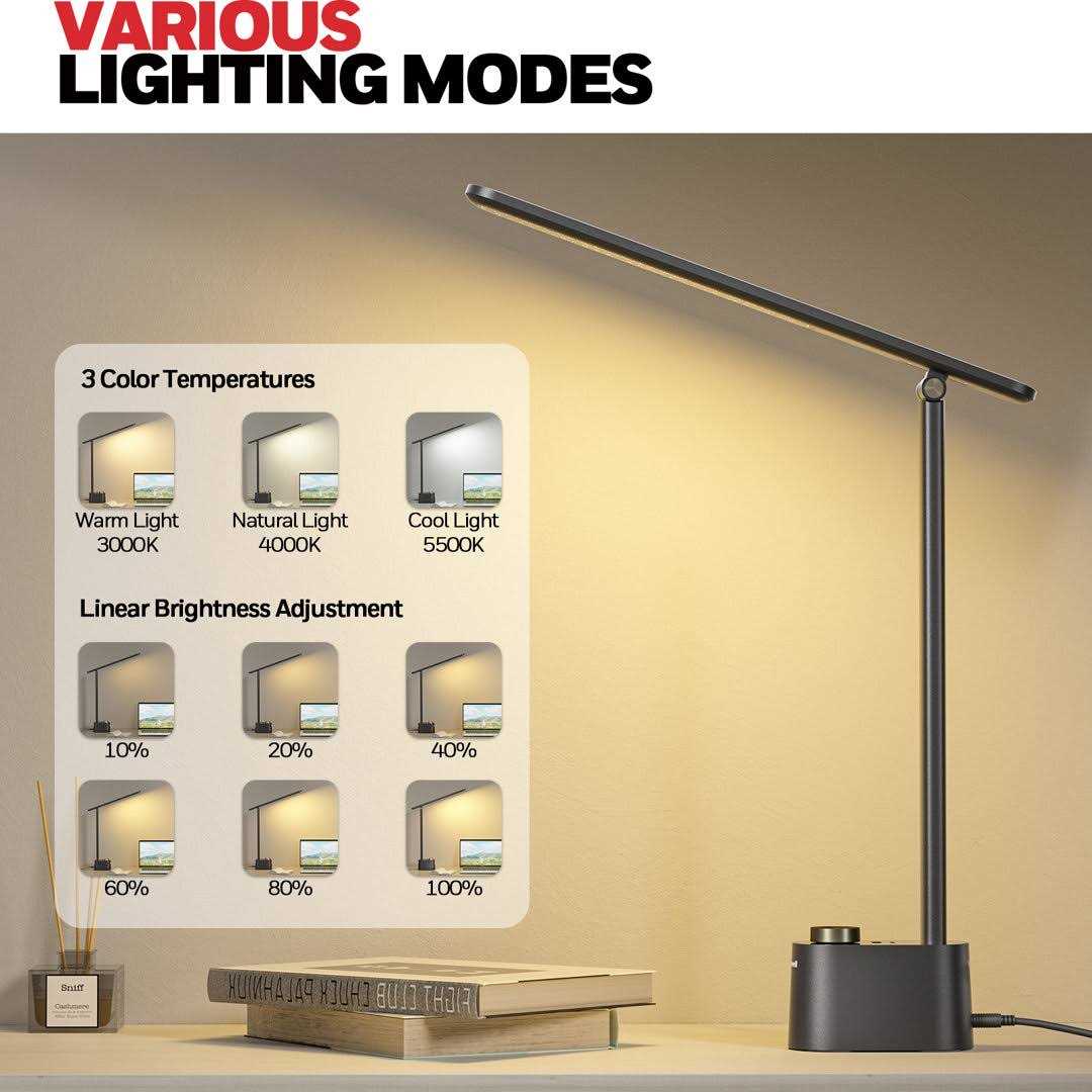 Honeywell Foldable Modern Table Lamp with USB A+C Charging Port - Image 3