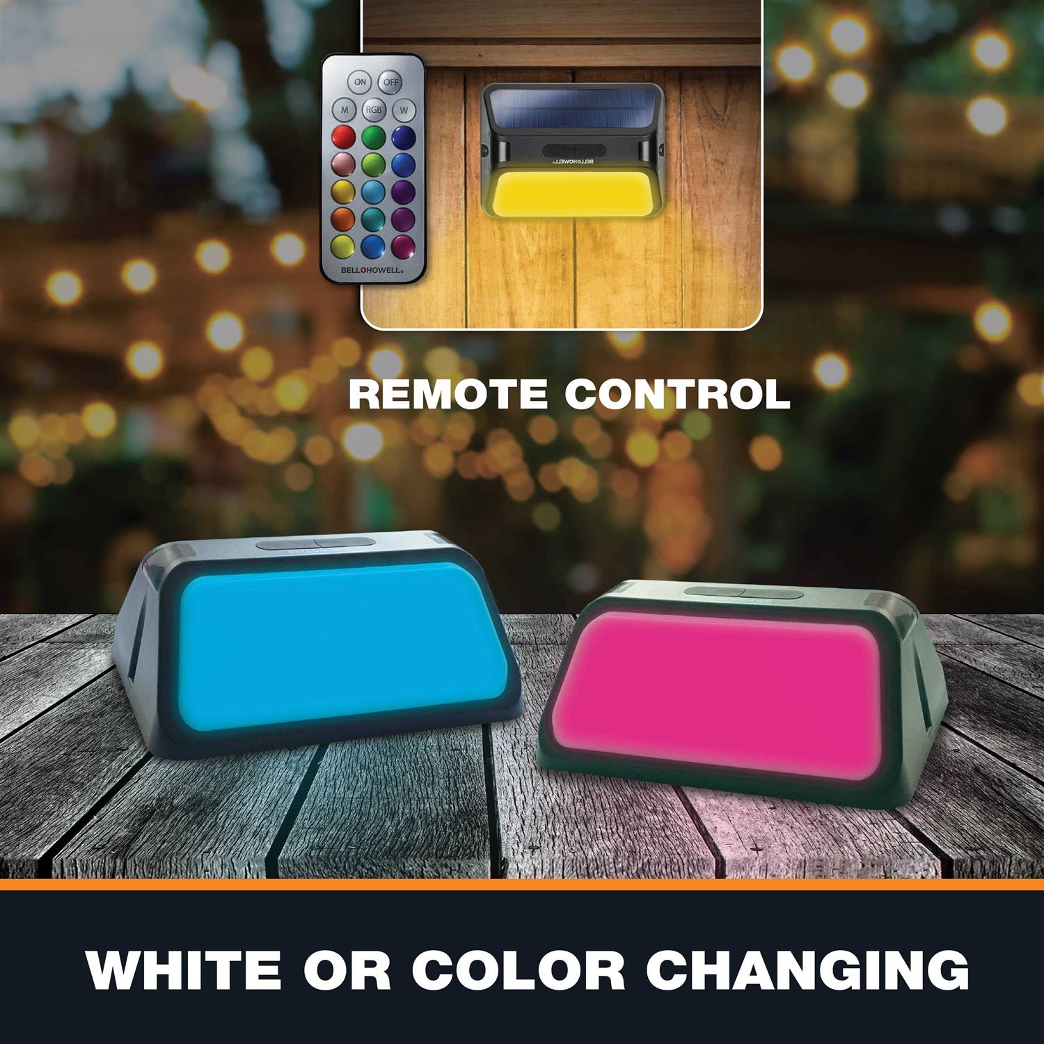 Bell and Howell Solar Light Bionic Wall Light Max Color Changing with Remote Control 120 Beam Angles - Image 5