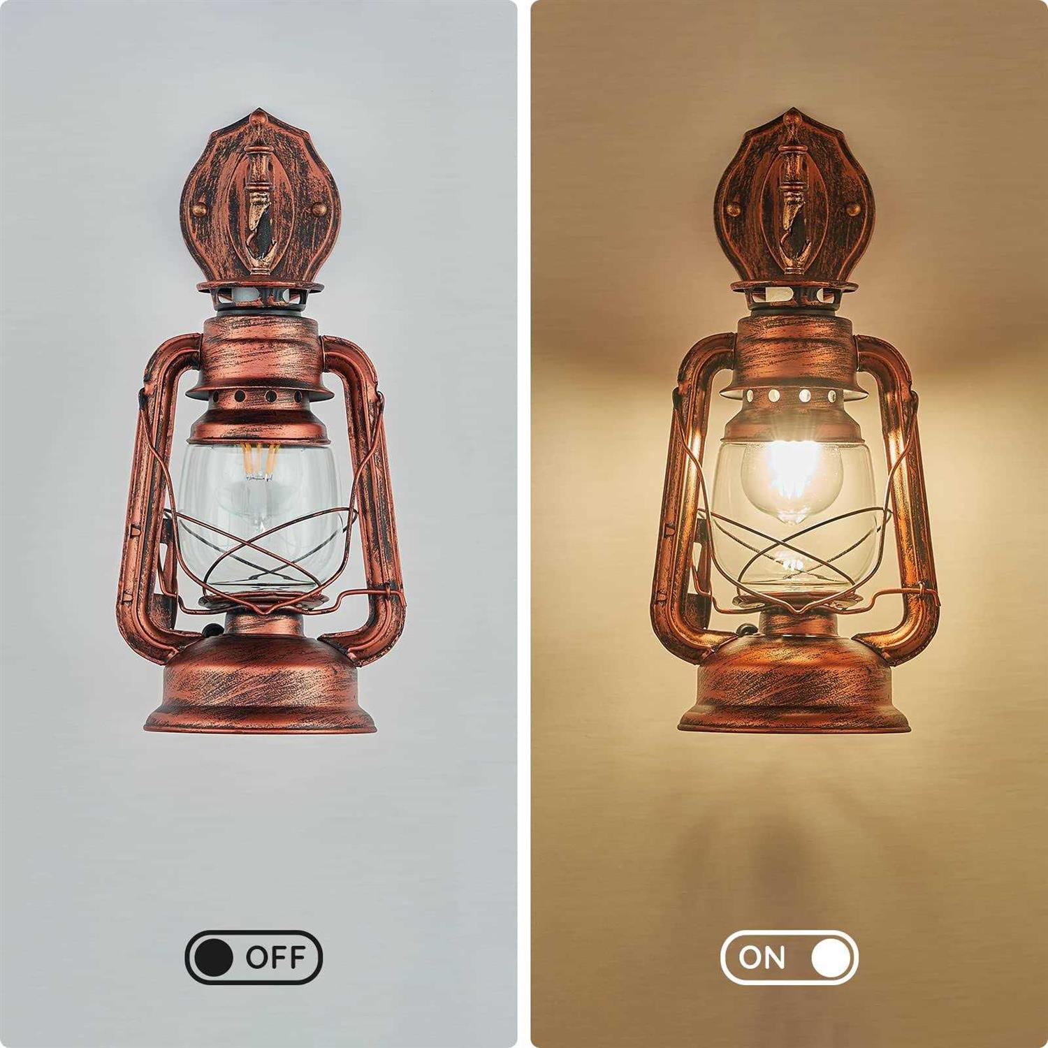 NOXARTE Rustic Wall Sconce Lighting Lantern Mounted Light with Glass Lampshade for Hallway Farmhouse Loft W7 x H15 - Image 3