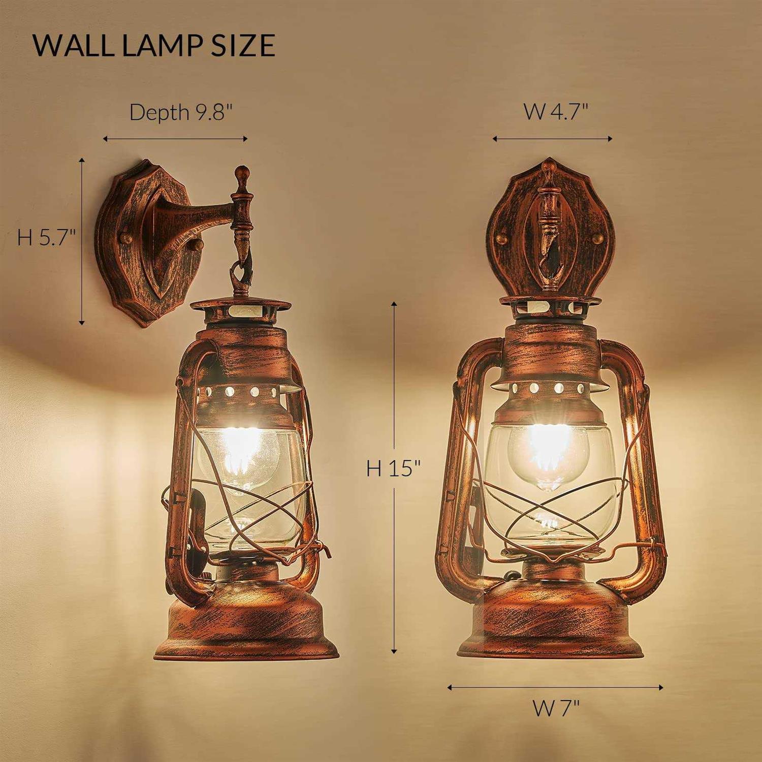NOXARTE Rustic Wall Sconce Lighting Lantern Mounted Light with Glass Lampshade for Hallway Farmhouse Loft W7 x H15 - Image 5