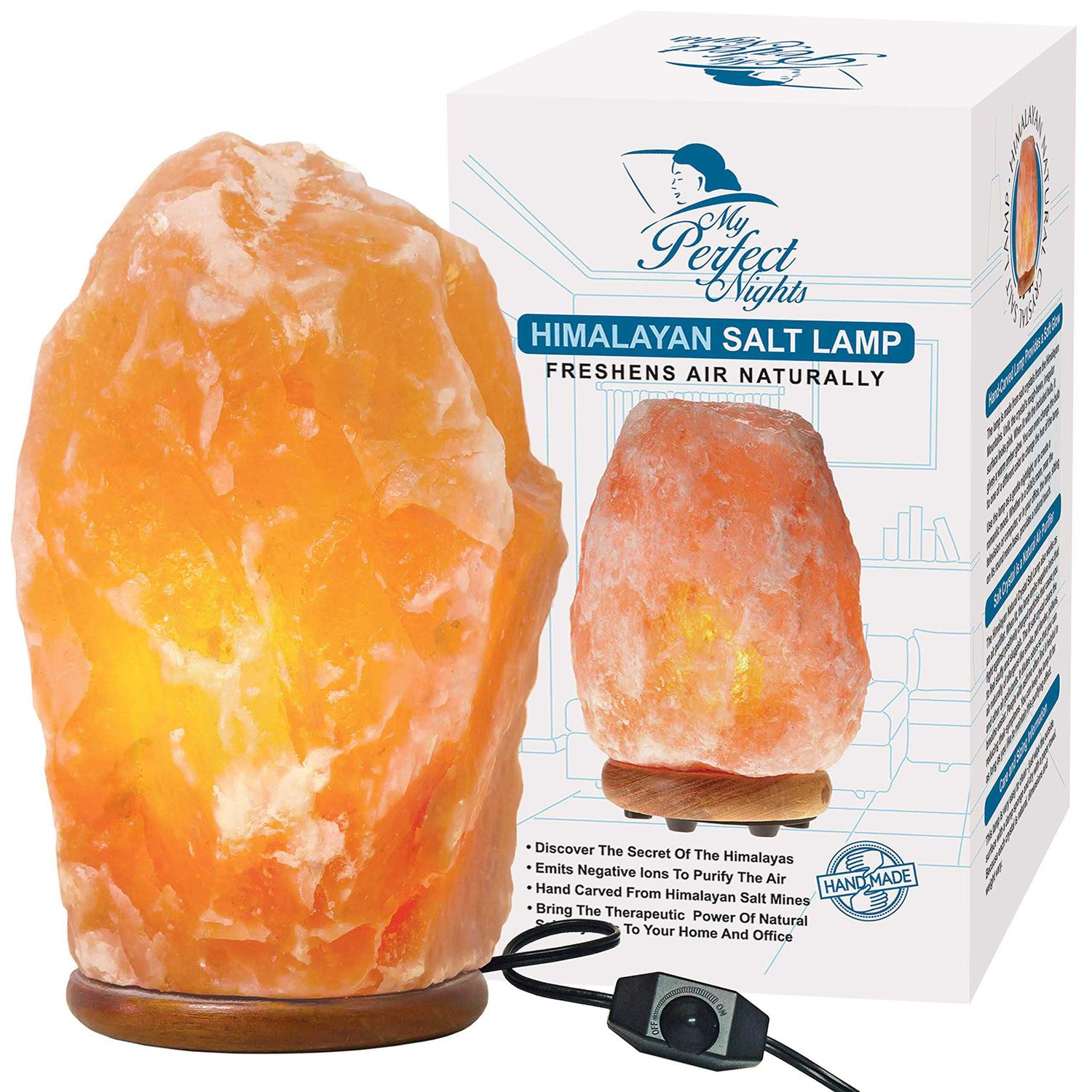My Perfect Nights Large Himalayan Rock Salt Lamp Pink Crystal Natural Authentic Hand Carved Decor Lighting Dimmable – - Image 3