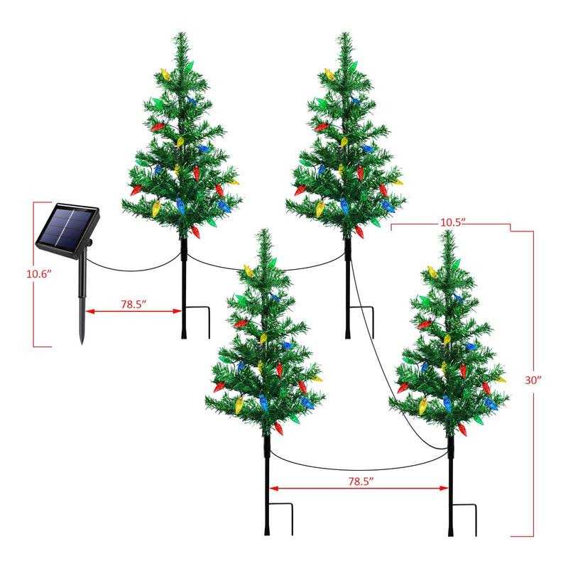 Janchs Upgraded Set of 4pcs Solar Christmas Tree Lights Outdoor Decorations with 80 LED - Image 5