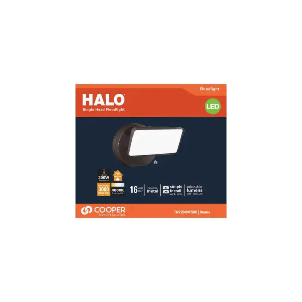 Halo Switch Hardwired LED Bronze Floodlight - Image 2