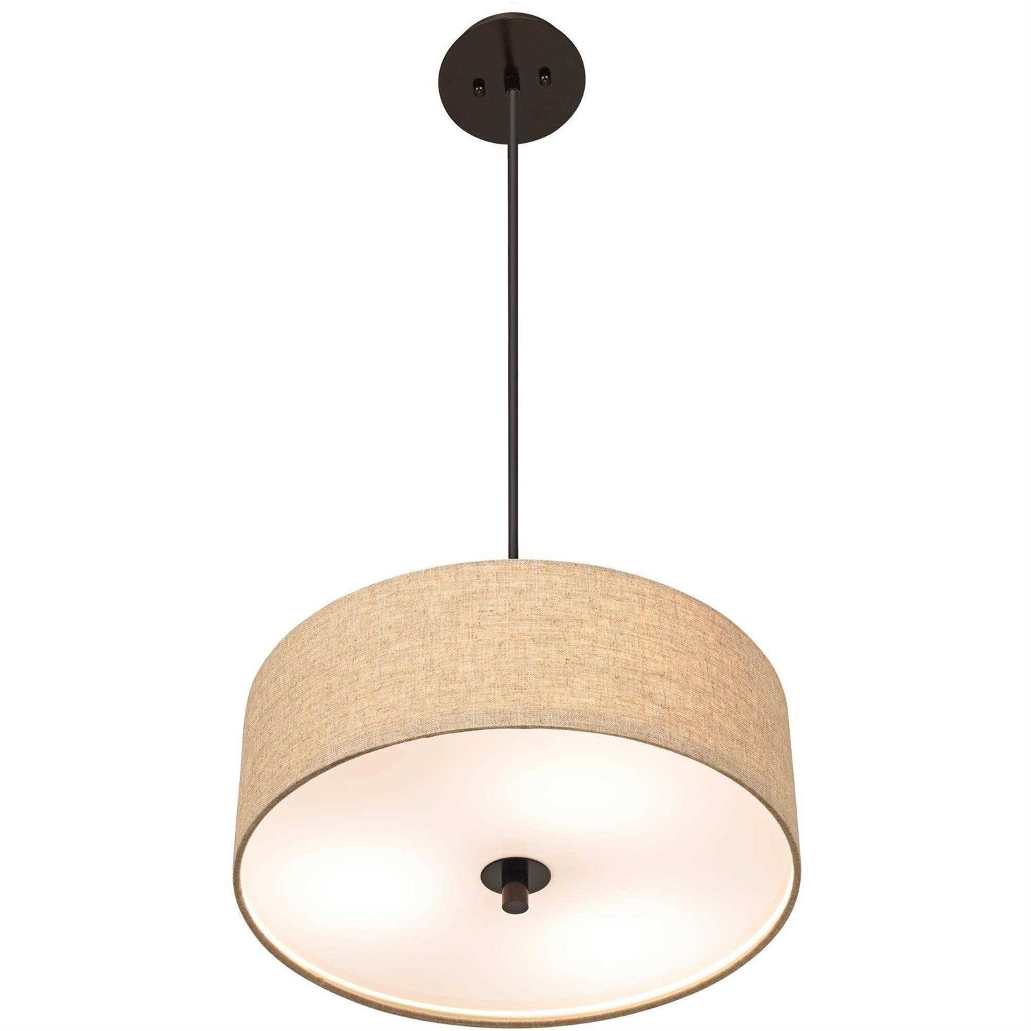 Possini Euro Design Bronze Brown Pendant Chandelier Lighting 16 Wide Modern Cream Fabric Drum Shade 3-Light Fixture for Dining Room Living House - Image 5