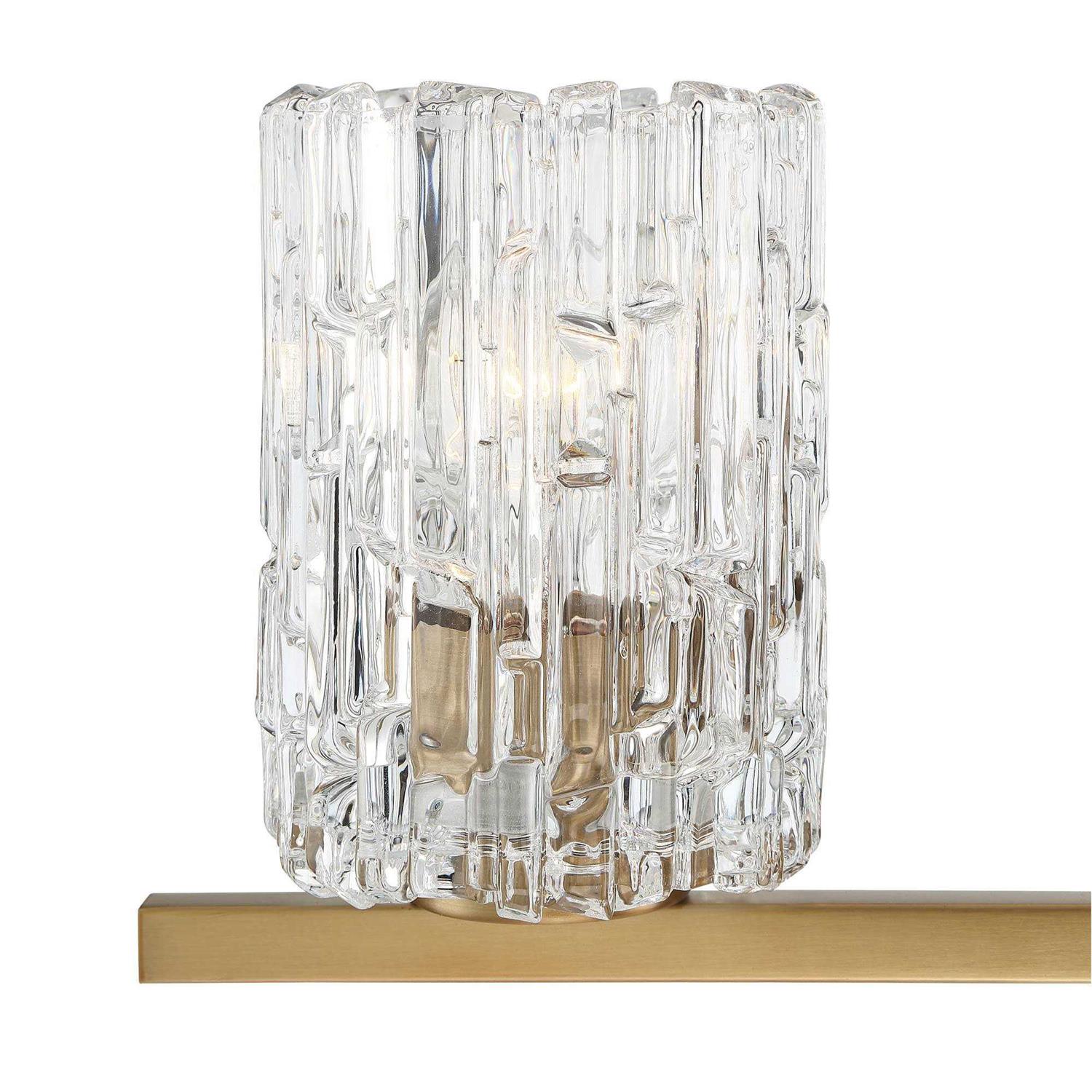Possini Euro Design Icelight Modern Wall Light Warm Brass Hardwire 36 4-Light Fixture Textured Ice Glass for Bedroom Bathroom Vanity Living Room - Image 4