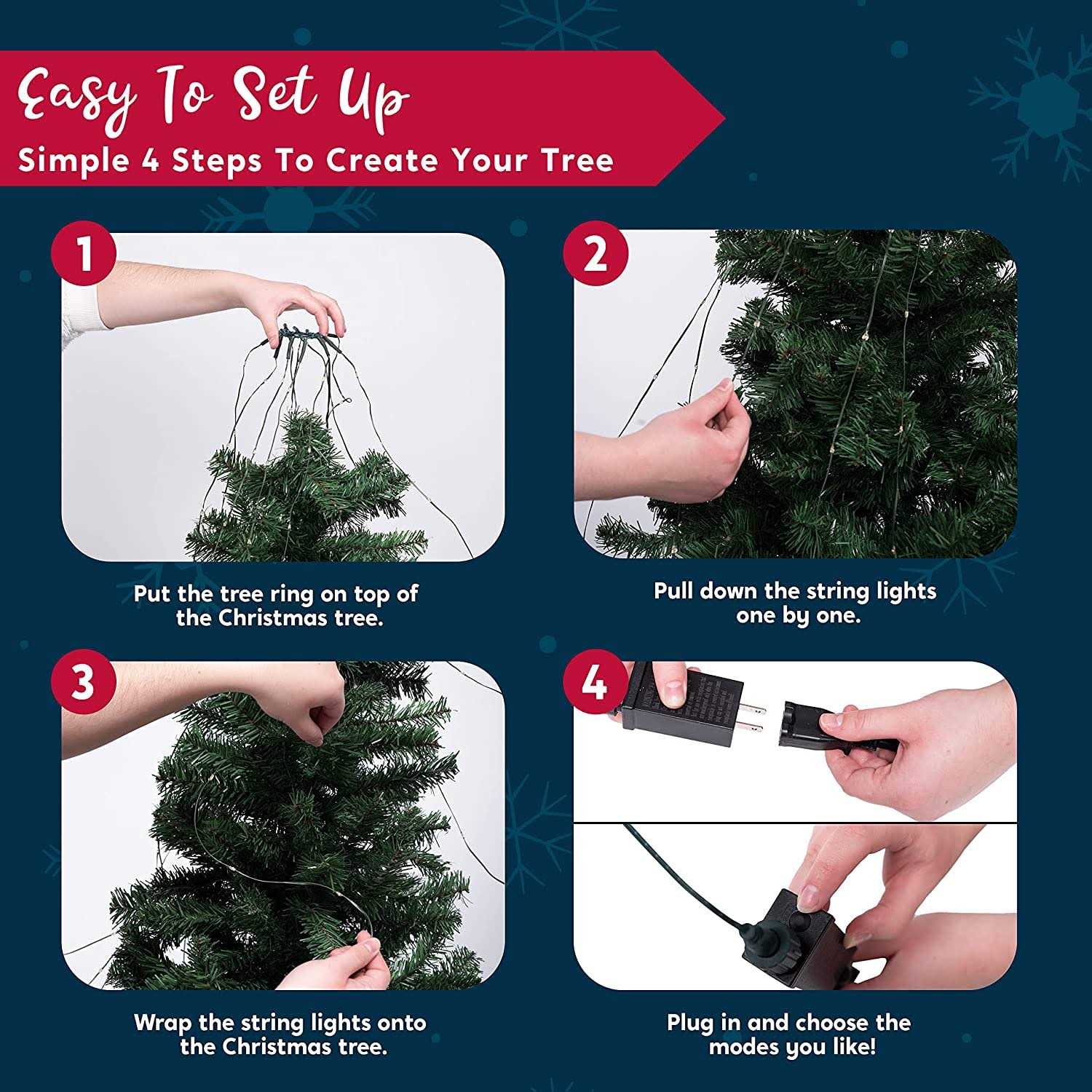 Joiedomi 400 LED Christmas Tree String Light with Ring 8.5ft - Image 5