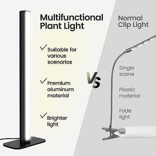 MistyJungle Grow Light for Indoor Plant 4 Mounting Modes Full Spectrum Dimmable Brightness Tube LED Table Growing Lamp - Image 3