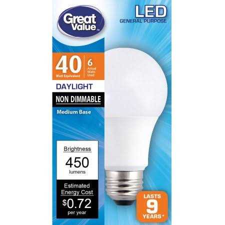 Great Value LED Light Bulb 6W A19 General Purpose Lamp E26 Medium Base