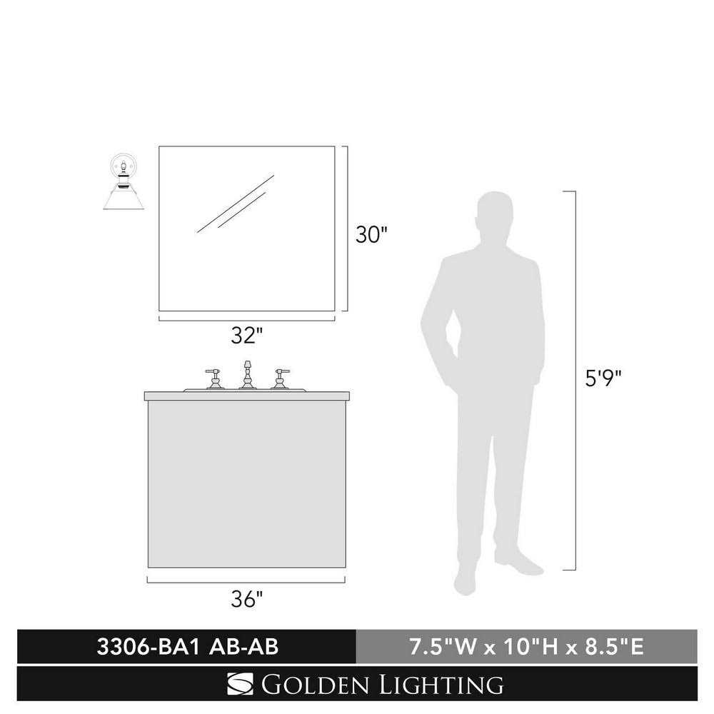 Golden Lighting Orwell 1 Light Bath Vanity 3306-BA1 - Image 4