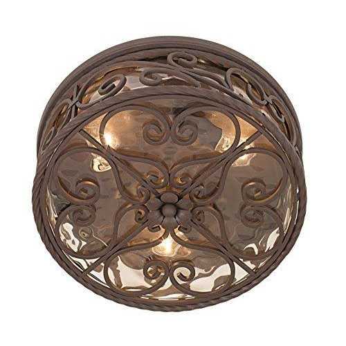 John Timberland Casa Seville Rustic Farmhouse Flush Mount Outdoor Ceiling Light Fixture Dark Walnut 5 inch Champagne Water Glass for Post Exterior - Image 3