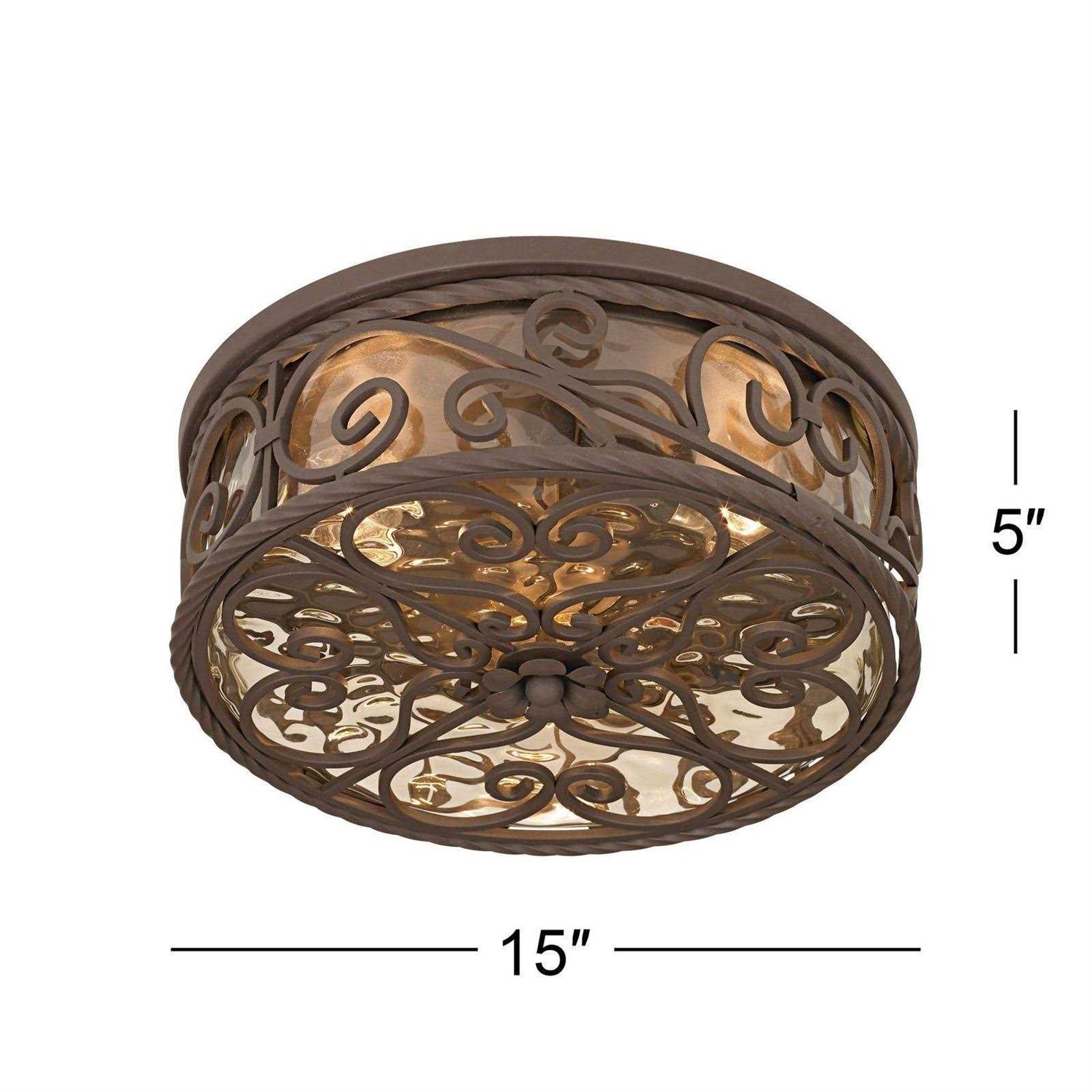 John Timberland Casa Seville Rustic Farmhouse Flush Mount Outdoor Ceiling Light Fixture Dark Walnut 5 inch Champagne Water Glass for Post Exterior - Image 4