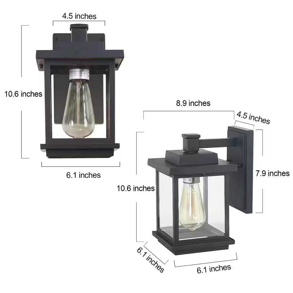 LNC Square 1-Light Black Outdoor Wall Lantern Sconce with Clear Glass - Image 2
