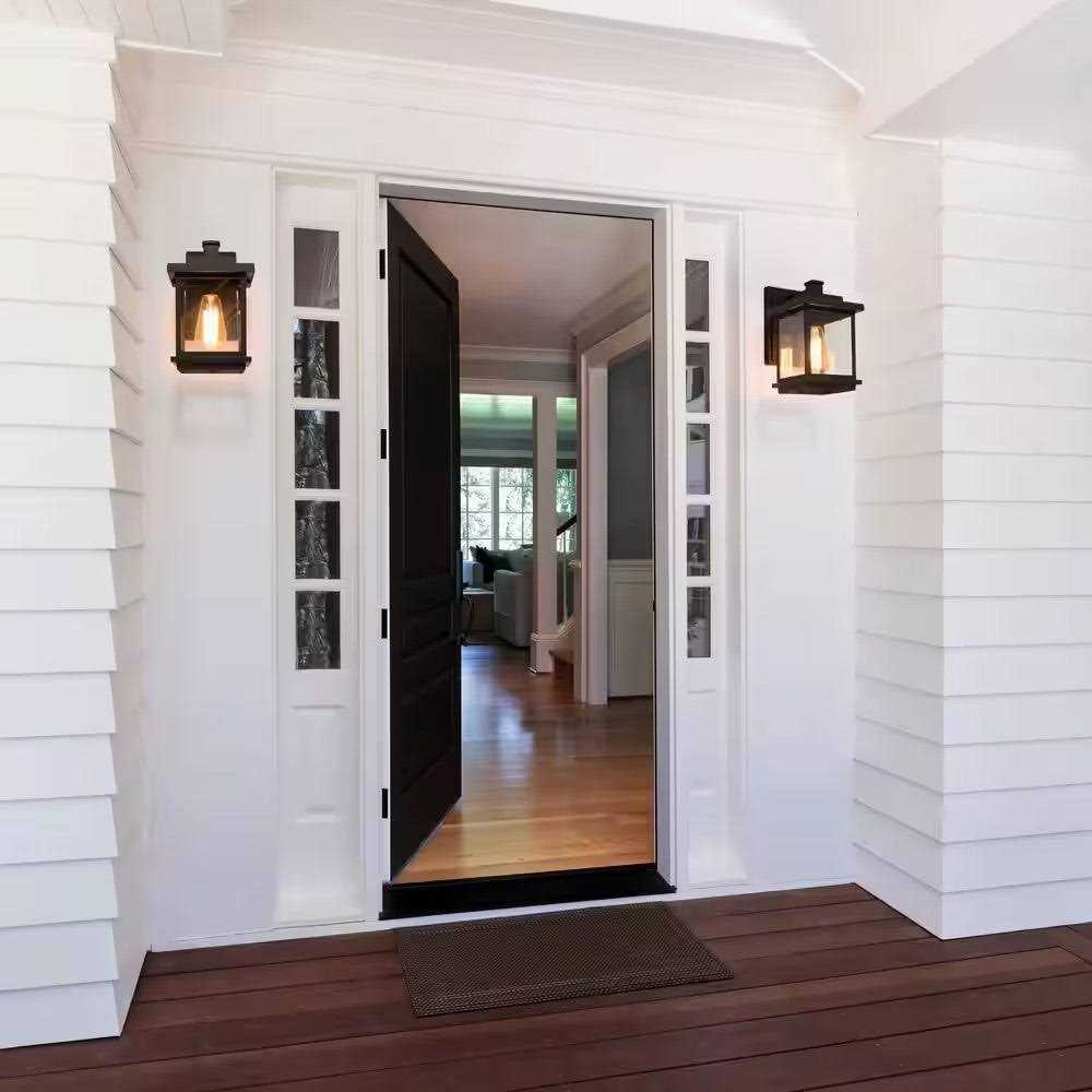 LNC Square 1-Light Black Outdoor Wall Lantern Sconce with Clear Glass - Image 3