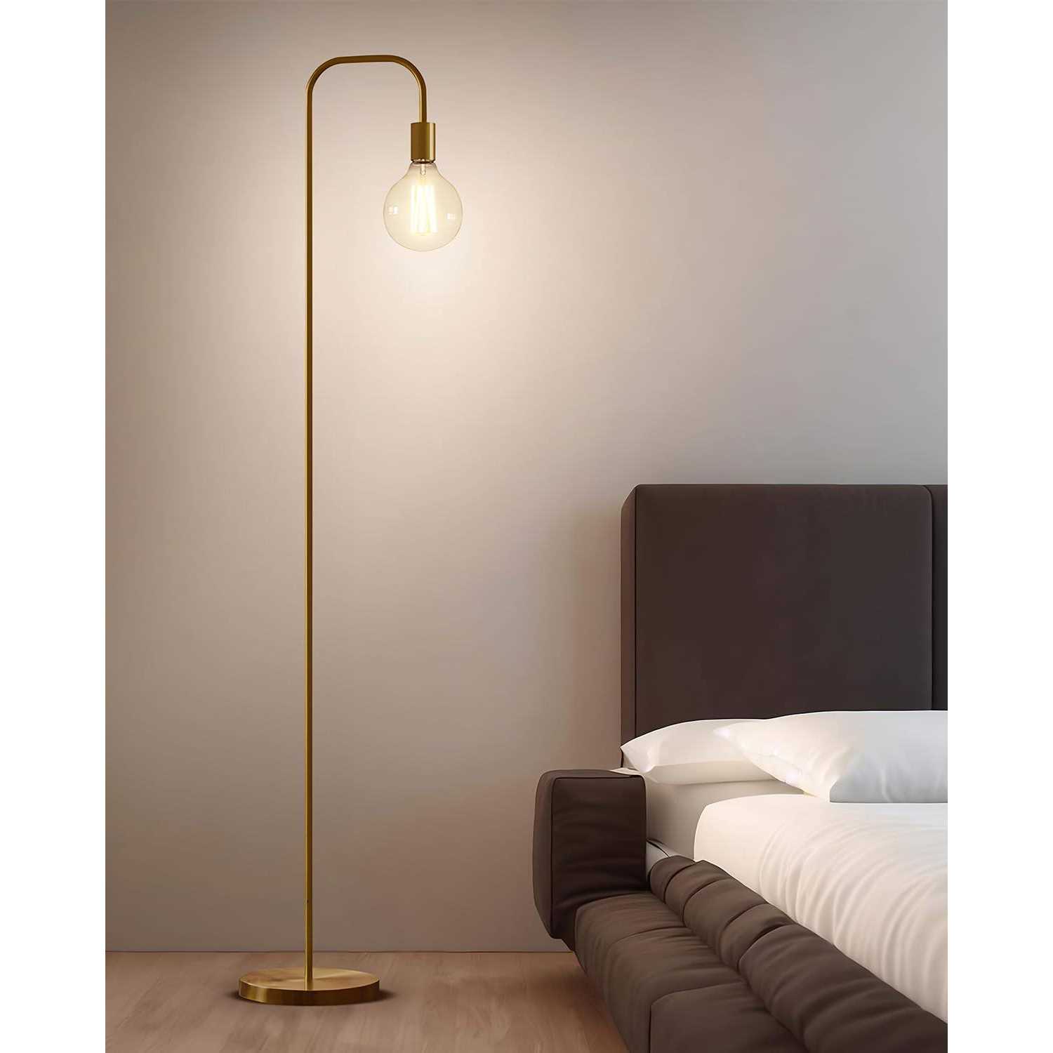Oneach 63.75 '' Industrial Floor Lamp for Living Room Bedroom Office Metal Minimalist Tall Standing Lamp Antique Brass - Image 4
