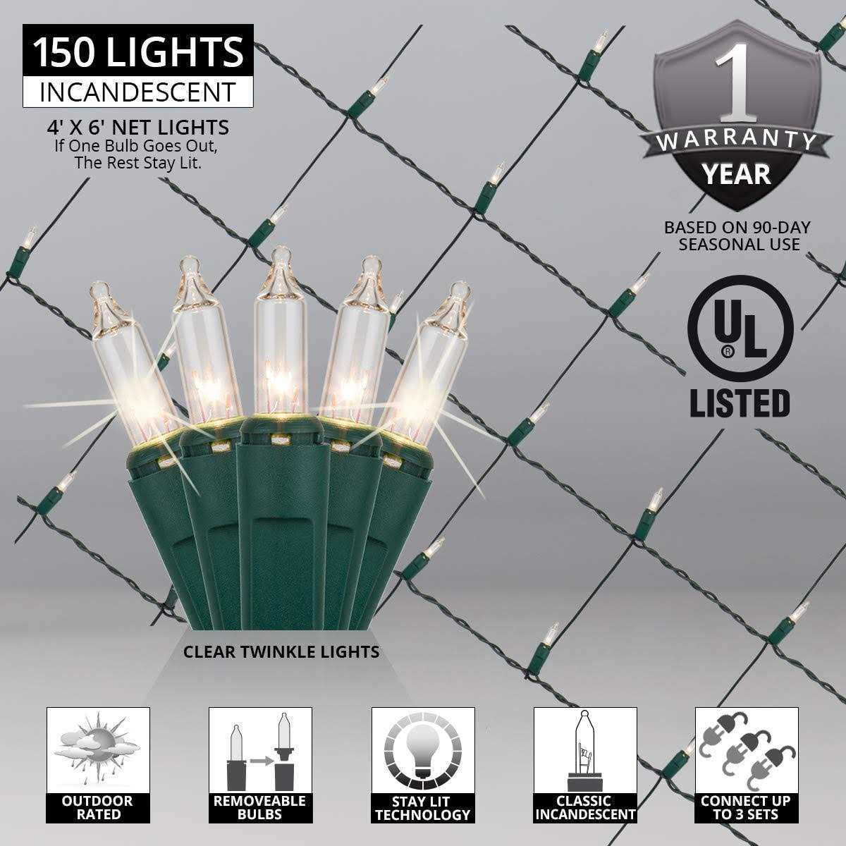 Kringle Traditions 4' x 6' Twinkle Net Lights - Image 5
