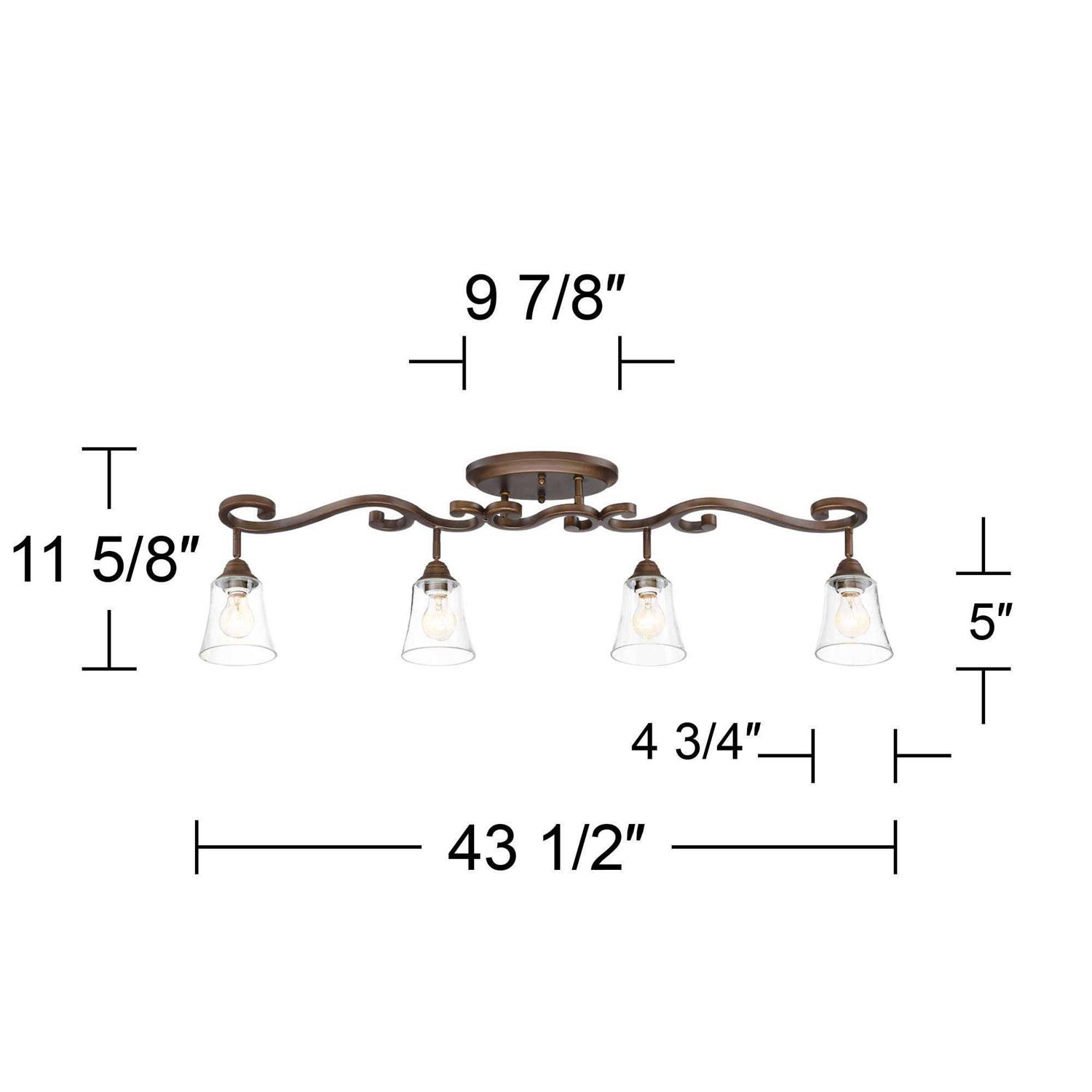 Pro Track Myrna 4-Head Ceiling or Wall Track Light Fixture Kit Directional Bronze Finish Glass Modern Scroll Kitchen 43 1/2 inch Wide - Image 2