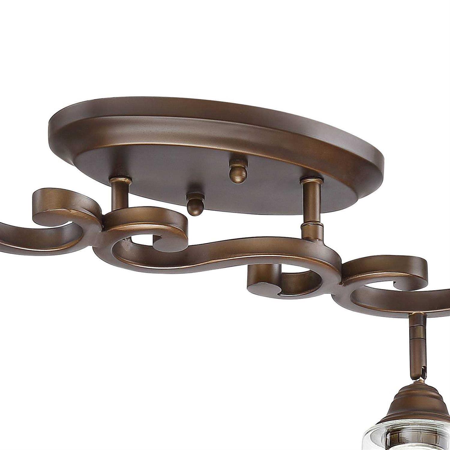 Pro Track Myrna 4-Head Ceiling or Wall Track Light Fixture Kit Directional Bronze Finish Glass Modern Scroll Kitchen 43 1/2 inch Wide - Image 3