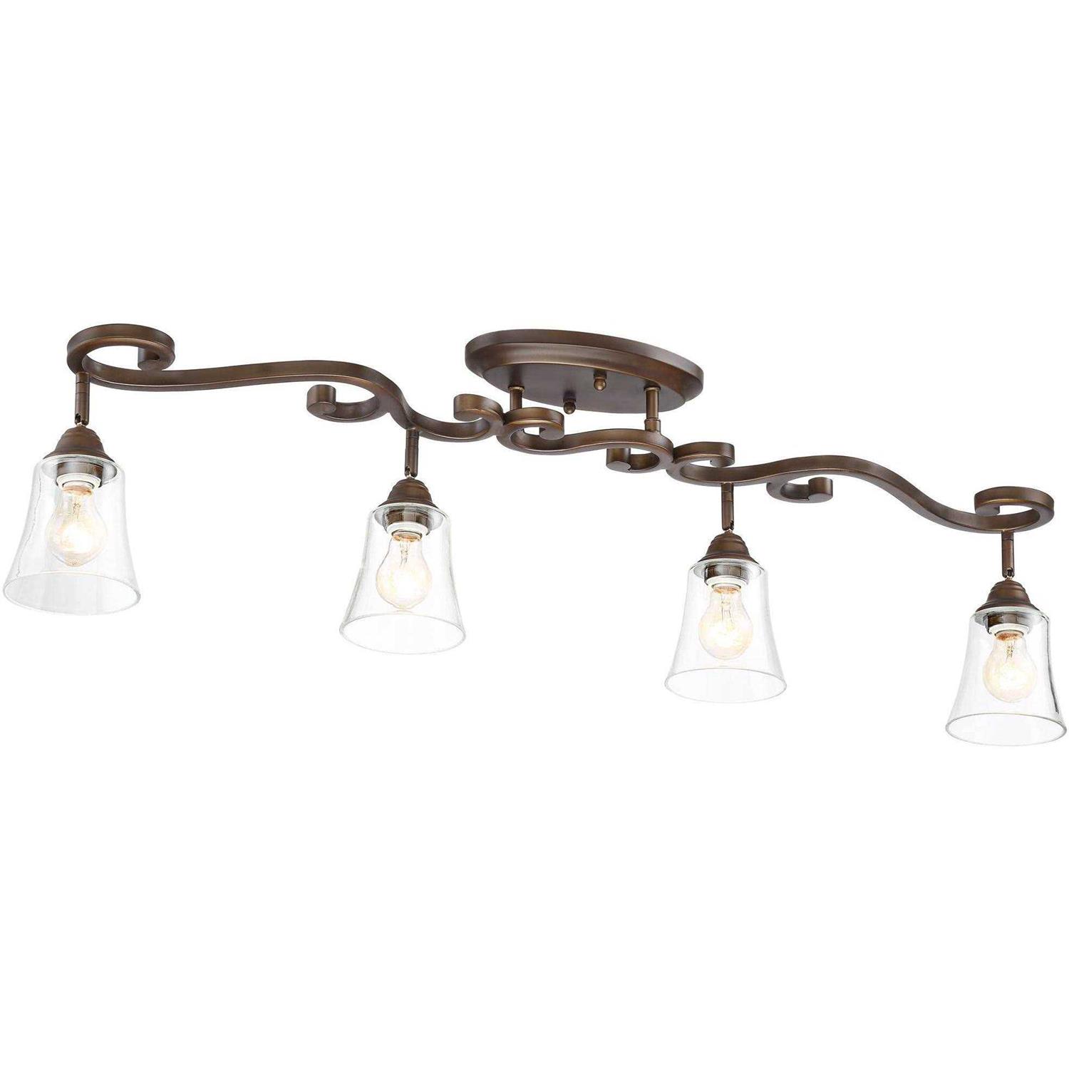 Pro Track Myrna 4-Head Ceiling or Wall Track Light Fixture Kit Directional Bronze Finish Glass Modern Scroll Kitchen 43 1/2 inch Wide - Image 4