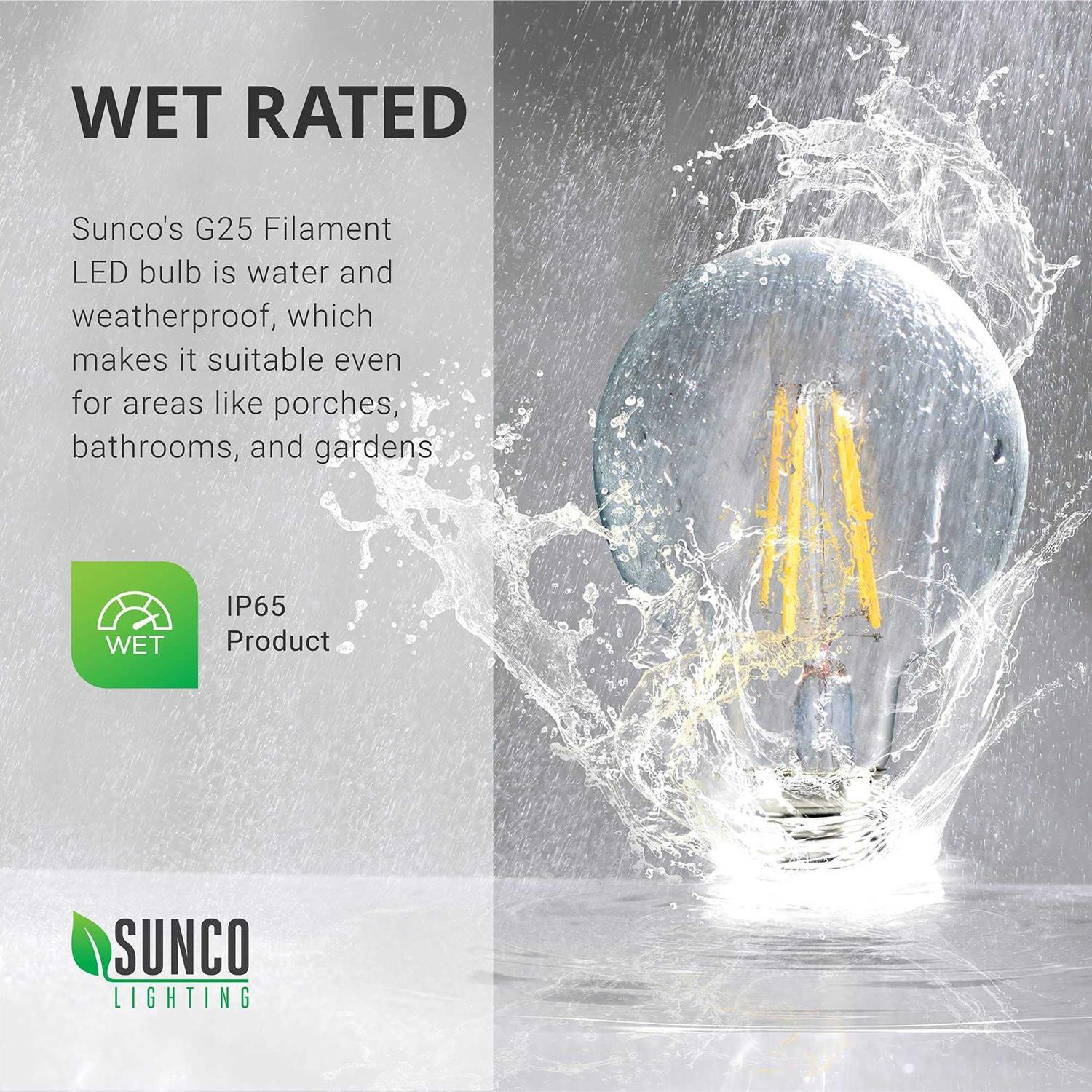 Sunco Lighting Sunco 10 Pack G25 Globe Light Bulbs LED Edison Vanity Light Bulbs for Bathroom - Image 4