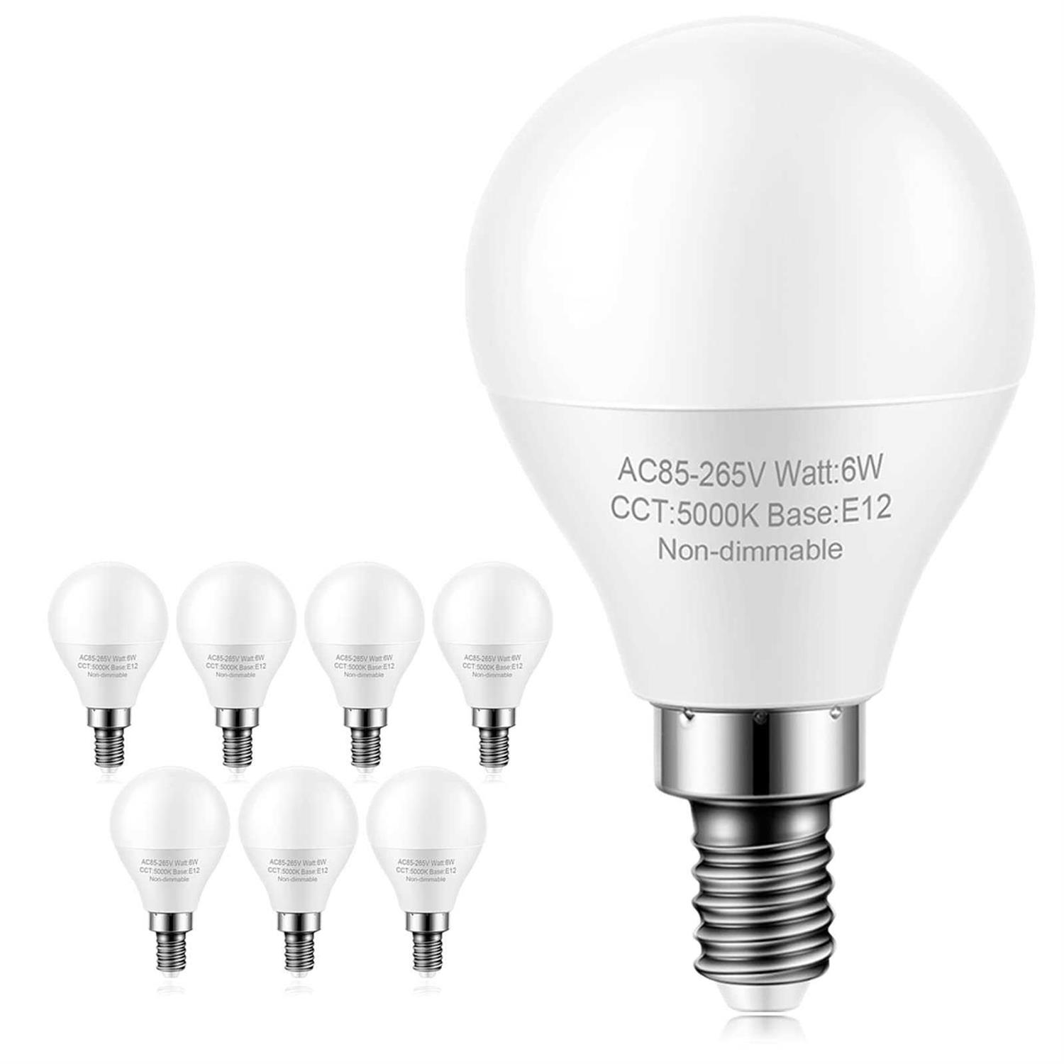 marxlait 8 Pack E12 Ceiling Fan Light Bulbs 60W Equivalent Daylight White 5000K