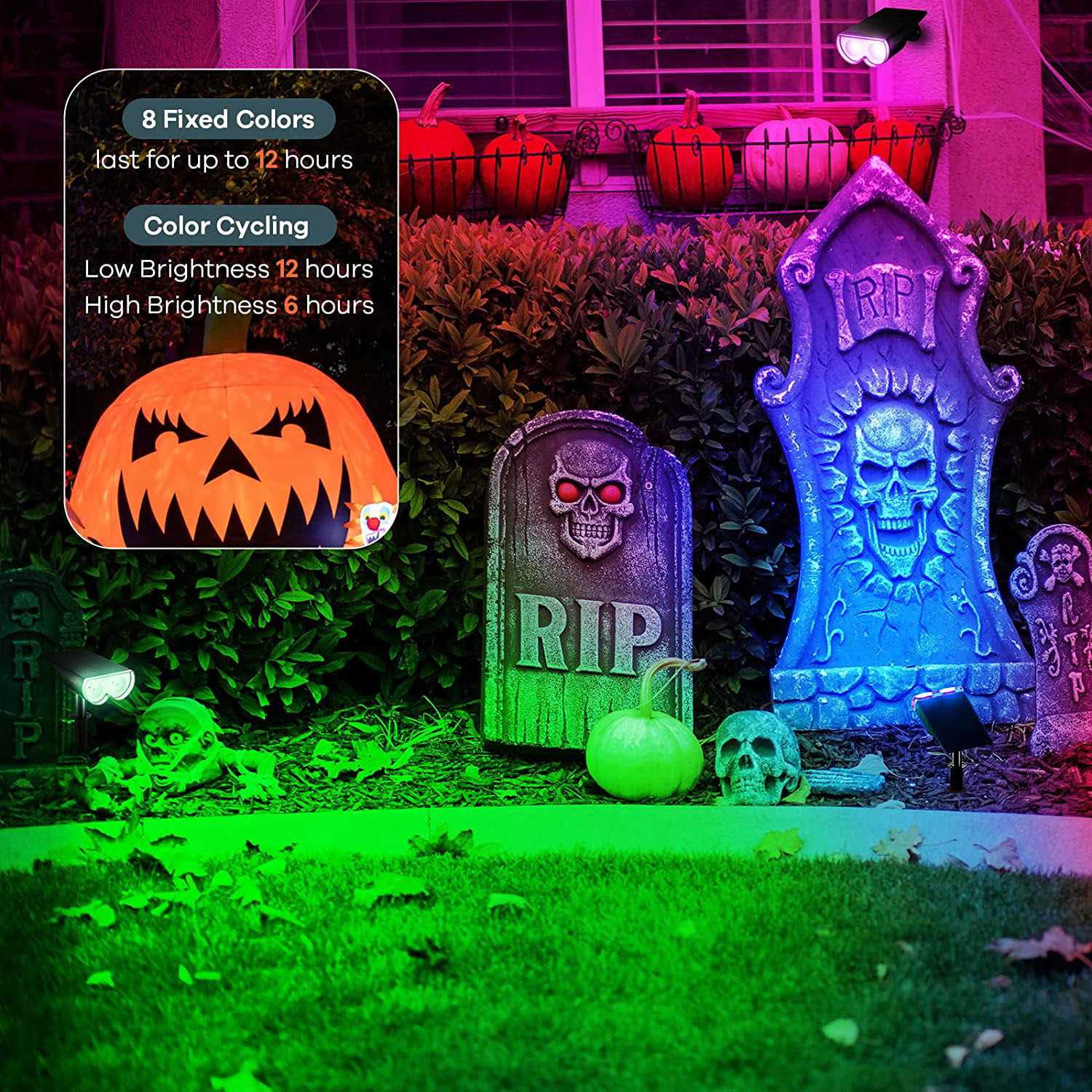 Linkind Solar Lights Outdoor Solar Landscape Spotlights Color Changing Ip67 Waterproof Outdoor Lights for Garden - Image 3