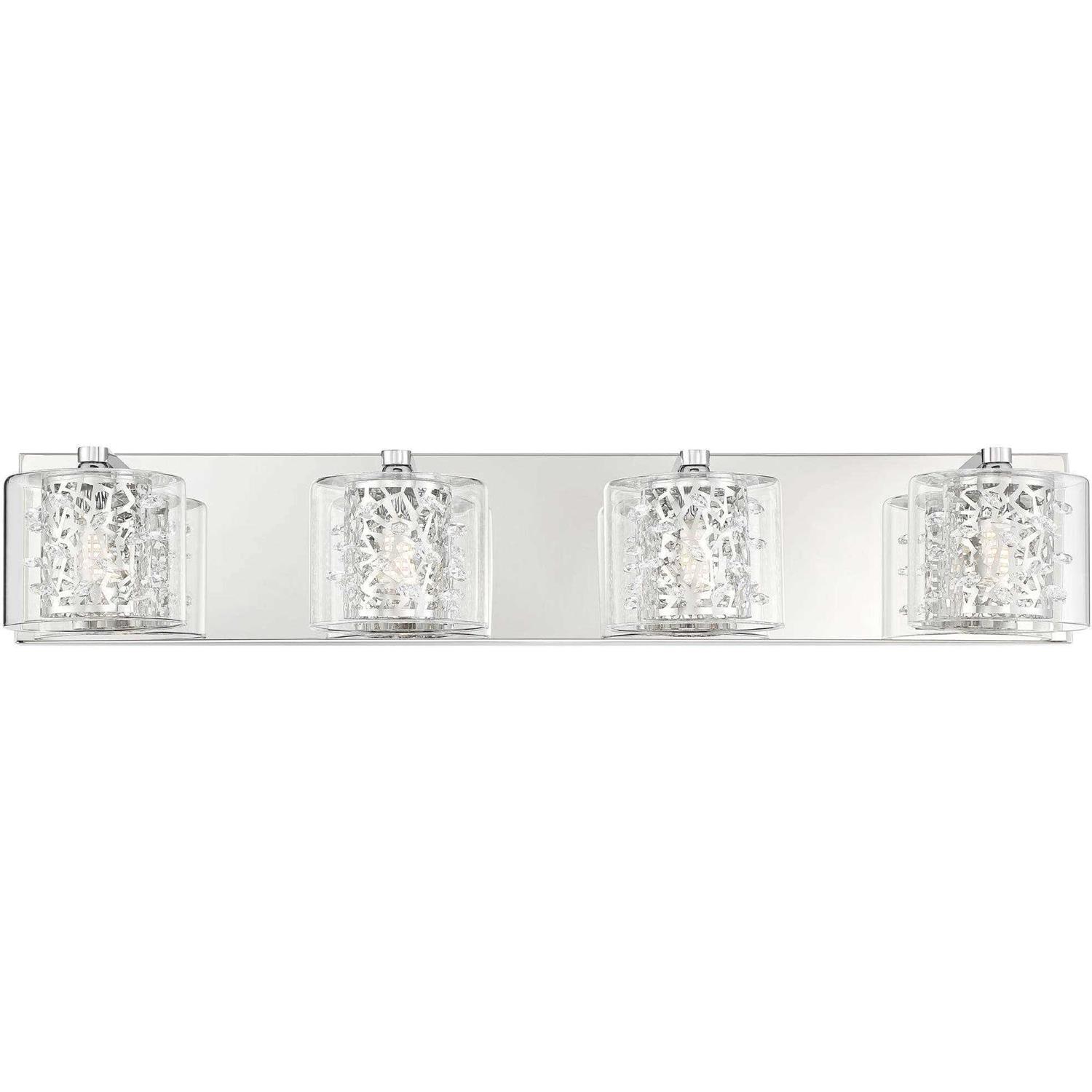 Possini Euro Design Jungle Modern Wall Light Chrome Silver Hardwired 28 1/2 Wide 4-Light LED Fixture Mounted Crystal Beading Clear Glass Shade - Image 5