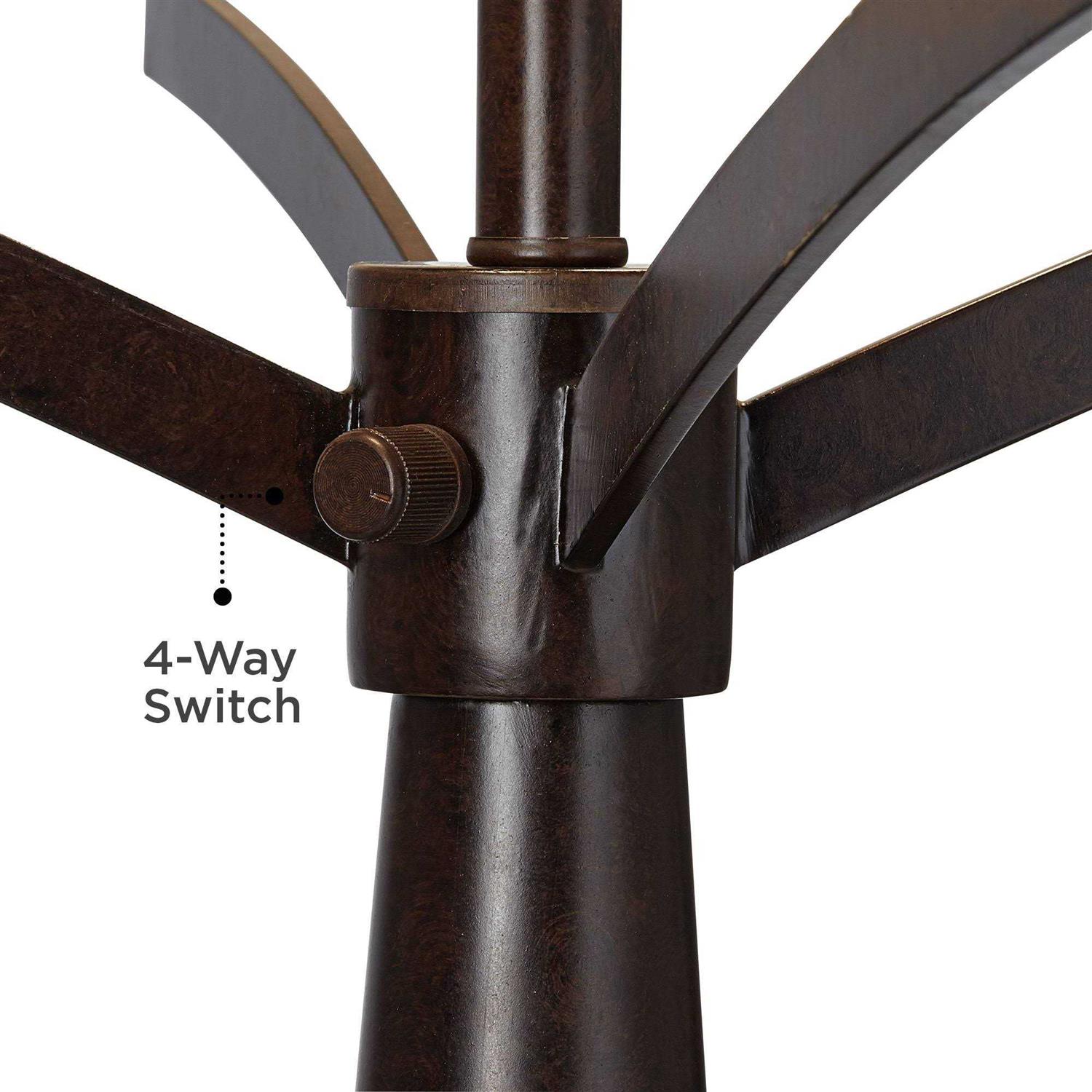 Franklin Iron Works Table Lamp Tall Bronze Metal Burlap Fabric Drum Shade Bedroom Living Room - Image 3