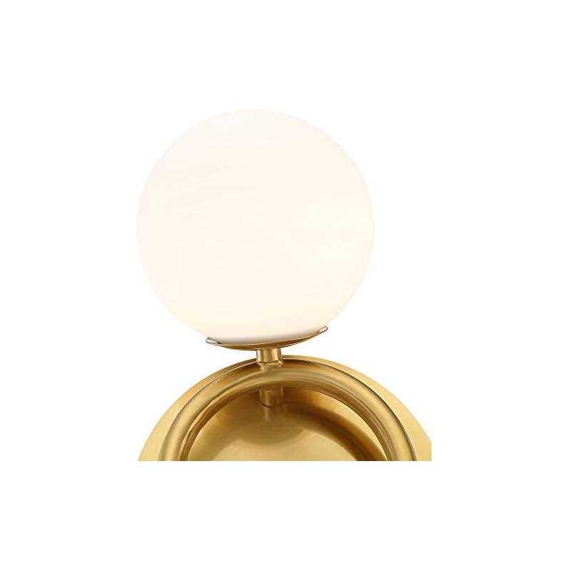 Possini Euro Design Jevan Mid Century Modern Close To Ceiling Light Flush Mount Fixture 18 Wide 3-Light Led Brass White Glass Globe Shade Bedroom - Image 5