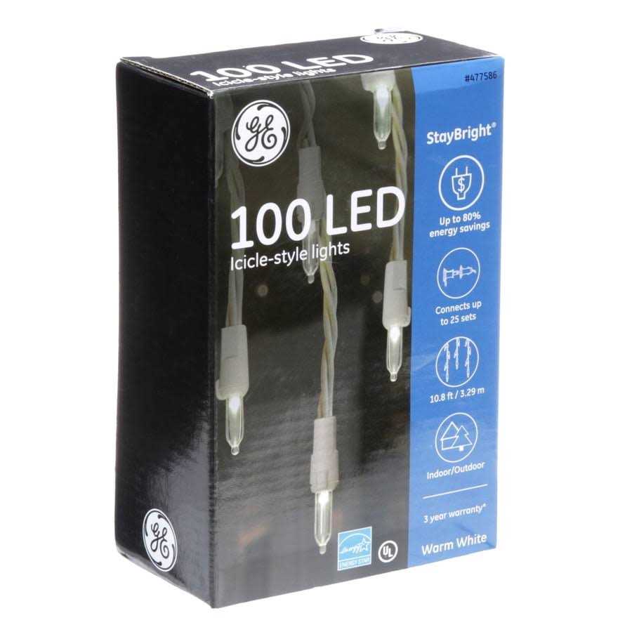 GE Warm White StayBright 100 LED Icicle-Style Lights - Image 3