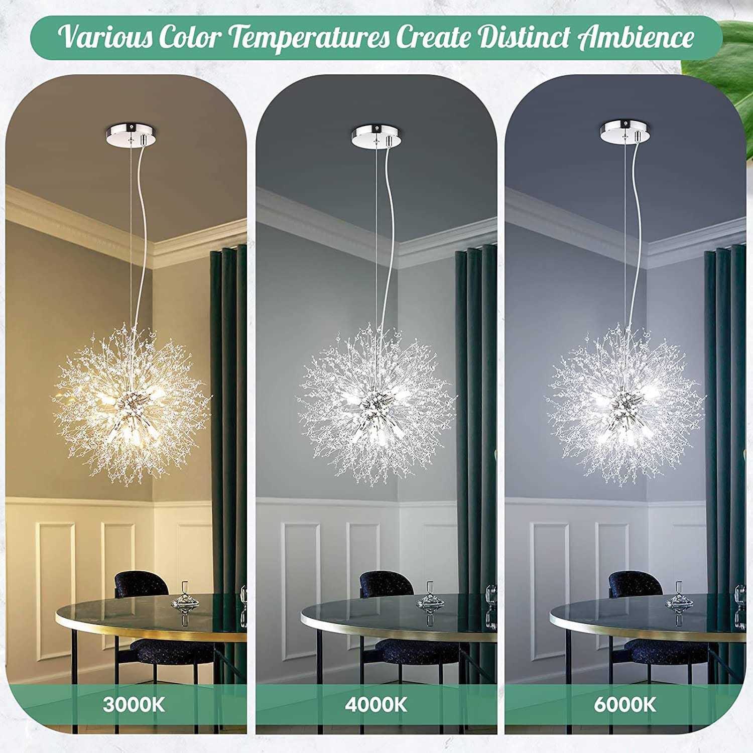Modern Crystal Chandeliers Firework Semi Flush Mount Ceiling Light Fixtures - Image 2