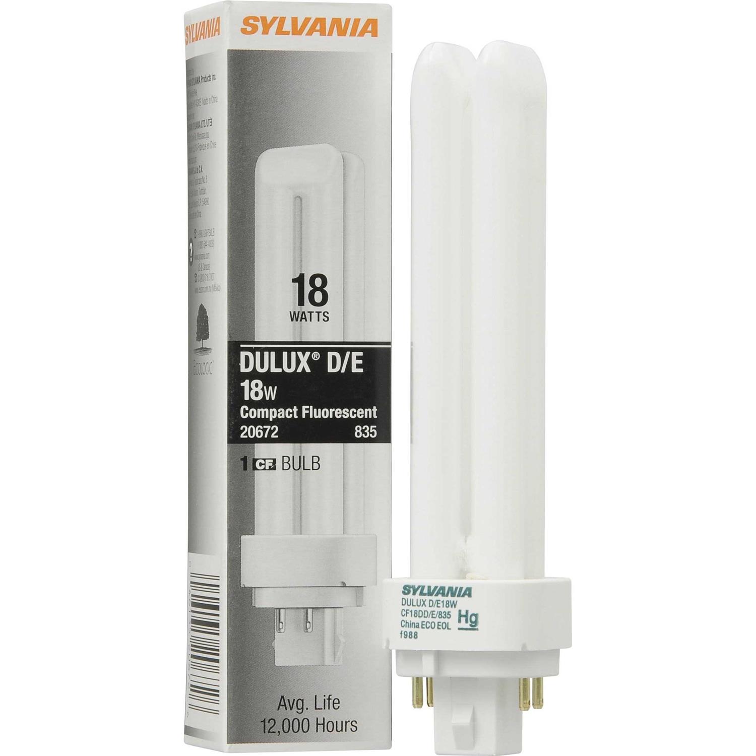 LEDVANCE Sylvania 20672 Compact Fluorescent 4 Pin Double Tube 3500K, 18-Watt, Size: 1 Count (Pack of 1), Other - Image 3