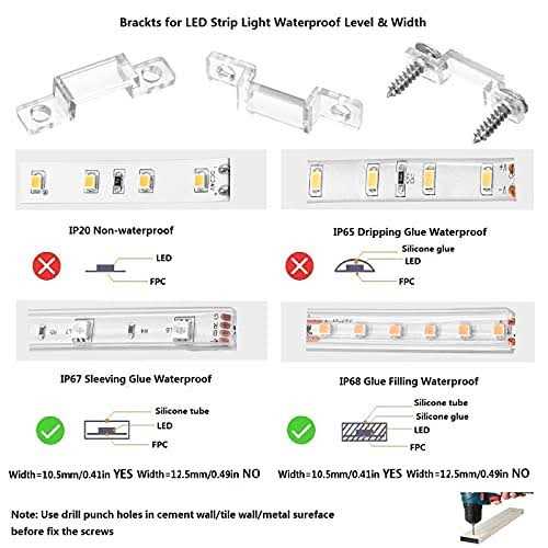 mmsd 100 pack LED strip light mounting brackets LED strip light Clips with 202 screws suit wide ip67/68 waterproof - Image 3