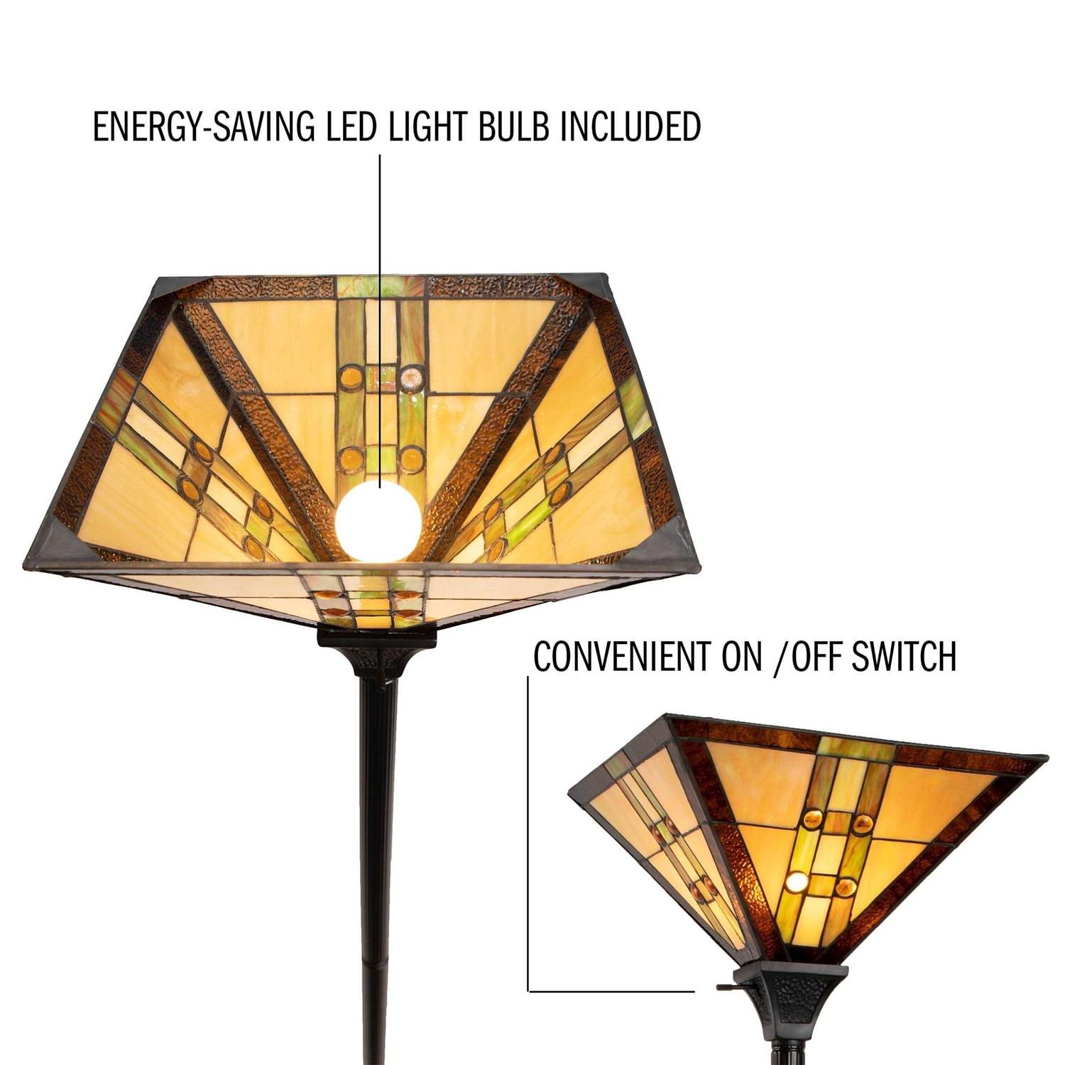 Lavish Home Tiffany Style Floor Lamp - Image 3