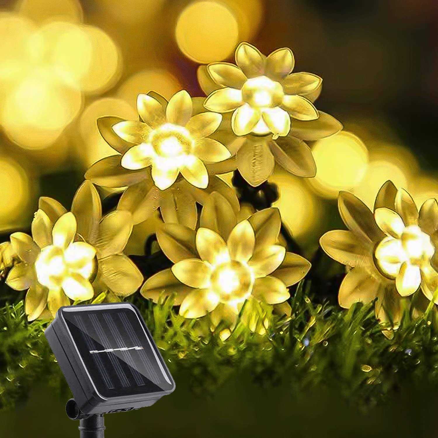 ITICdecor Solar Flower String Lights Outdoor Waterproof 50 LED Upgraded Flower Fairy Light for Garden Fence Patio Yard Christmas Tree Lawn Party