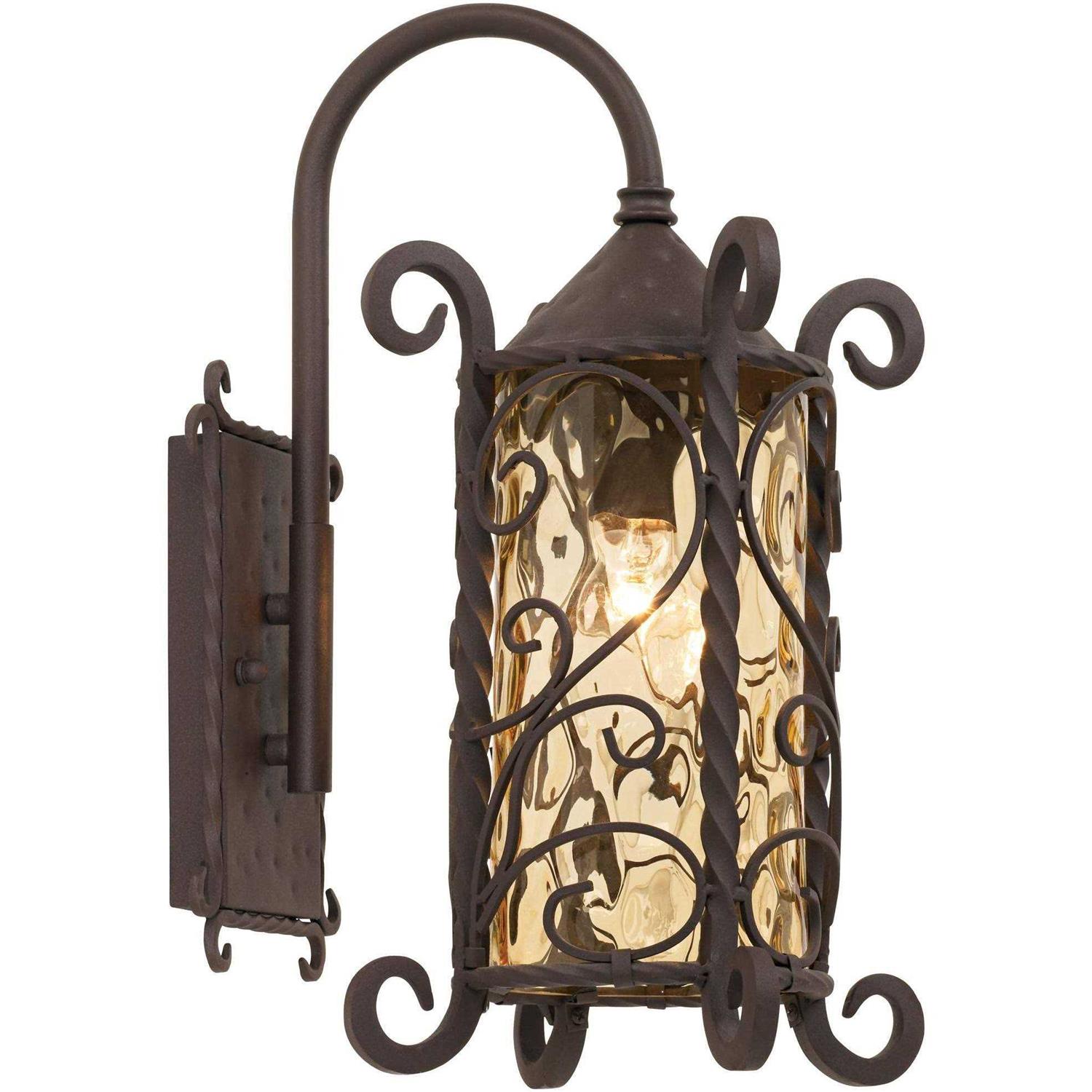 John Timberland Casa Seville 34cm High Iron Scroll Outdoor Wall Light