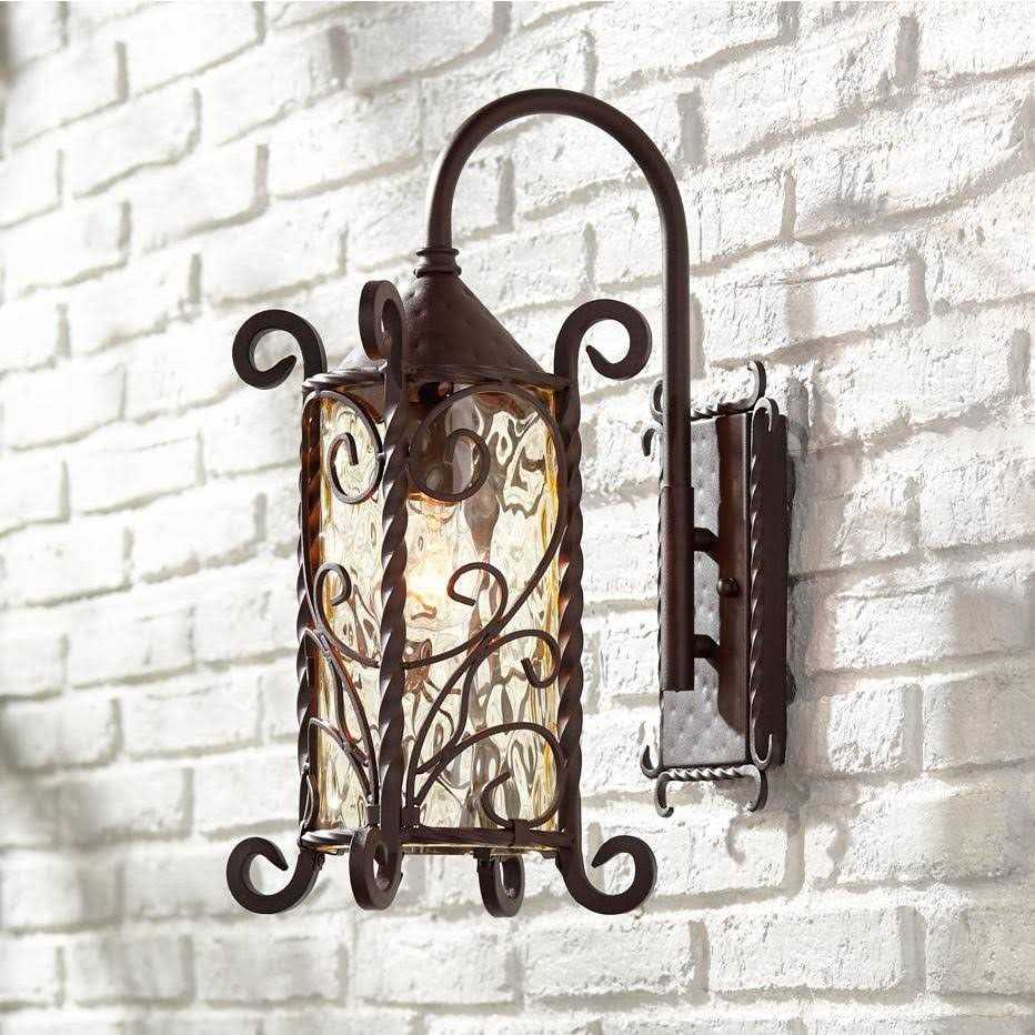 John Timberland Casa Seville 34cm High Iron Scroll Outdoor Wall Light - Image 5