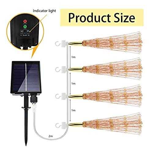 PXBNIUYA Solar Starburst Sphere Lights Remote Control Firework Lights 8 Modes Dimmable Waterproof Hanging Fairy Light - Image 3
