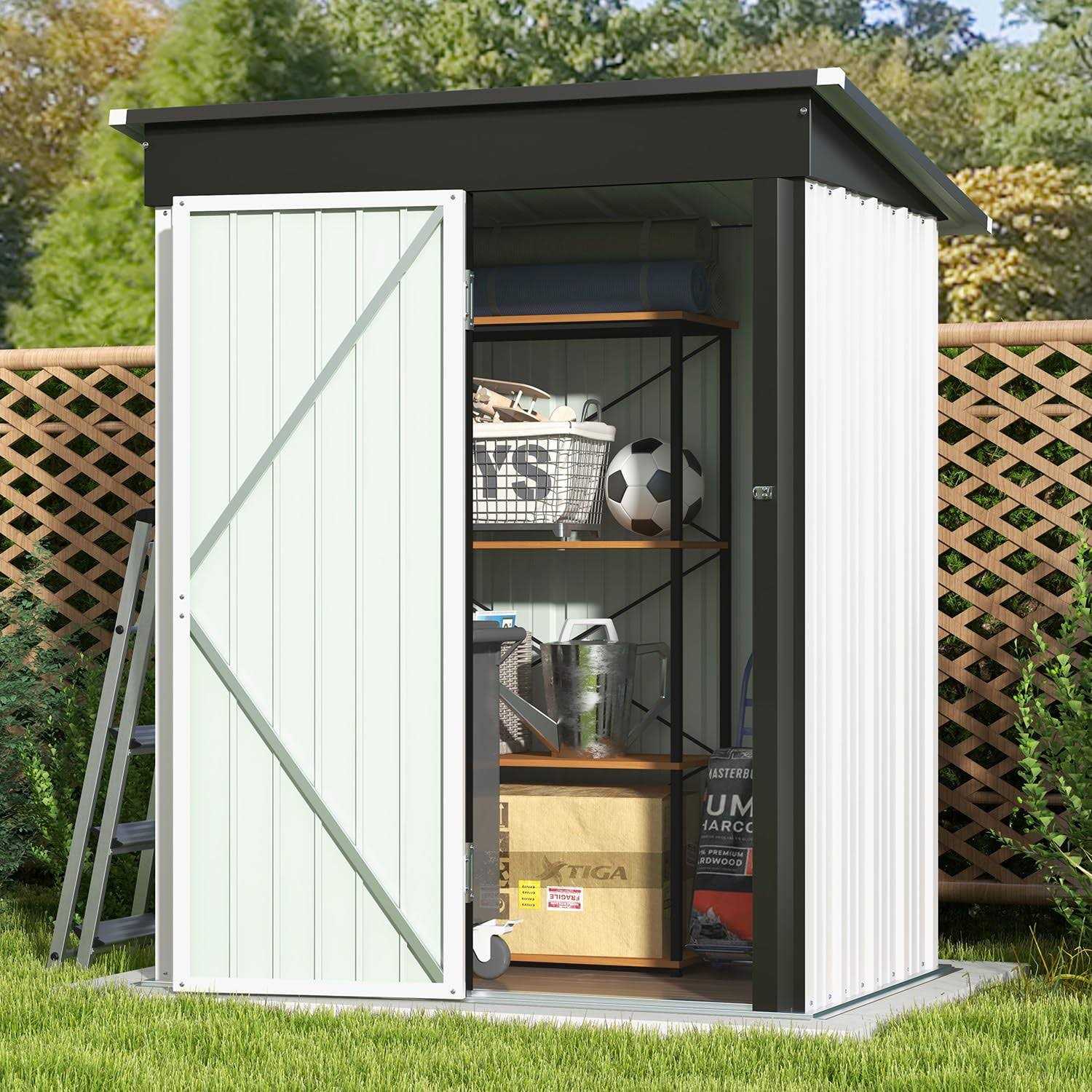 Patiowell 5x3 FT Outdoor Storage Shed, Garden Tool Shed with Sloping Roof and Lockable Door - Image 2